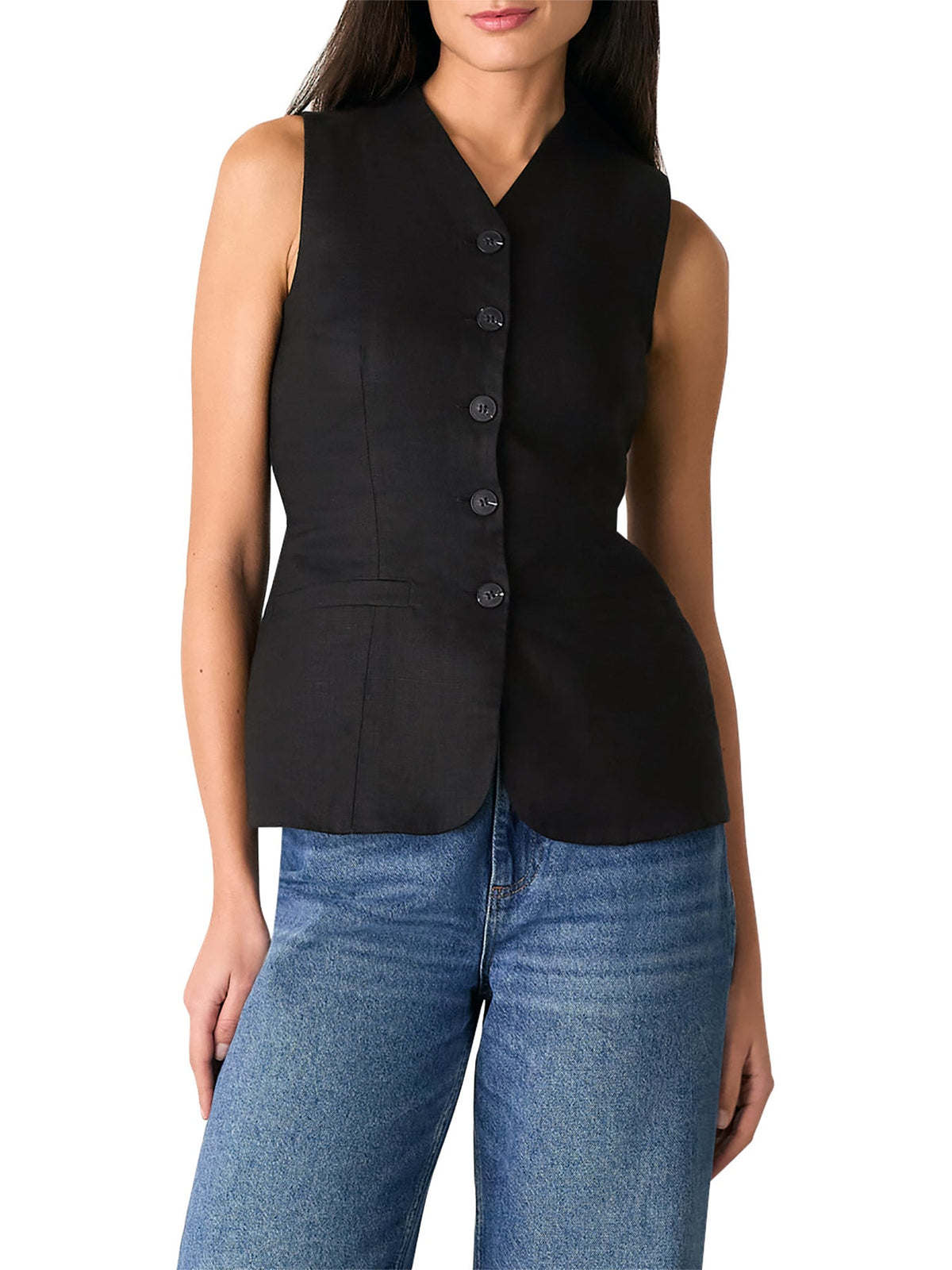 Black Molly Linen Waistcoat