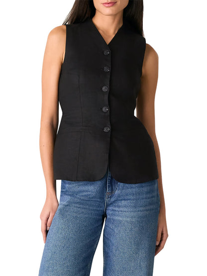 Black Molly Linen Waistcoat