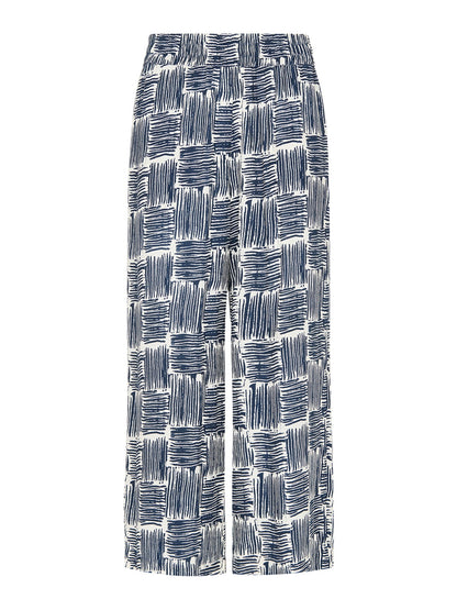 Navy/Multi Hatch Squares Cropped Trouser