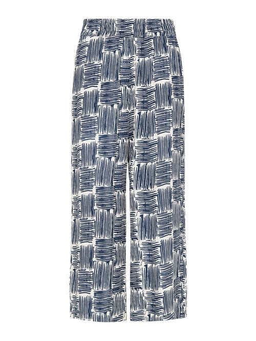 Navy/Multi Hatch Squares Cropped Trouser