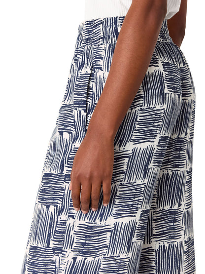 Navy/Multi Hatch Squares Cropped Trouser
