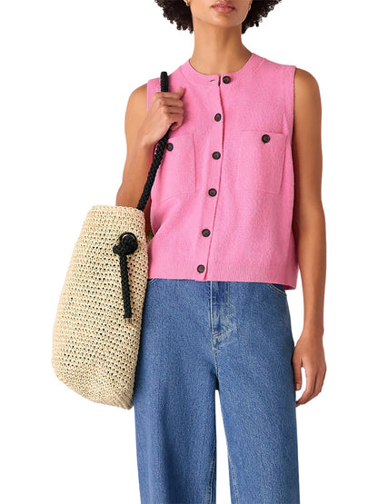 Pink Cotton Boucle Textured Tank