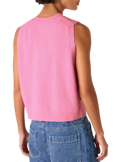 Pink Cotton Boucle Textured Tank