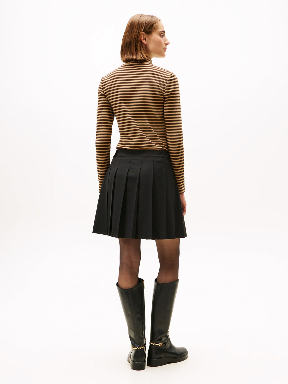 Timeless Wool Blend Pleated Mini Skirt Navy