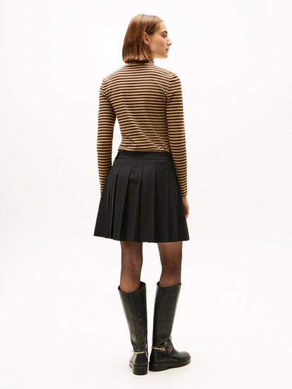 Timeless Wool Blend Pleated Mini Skirt Navy