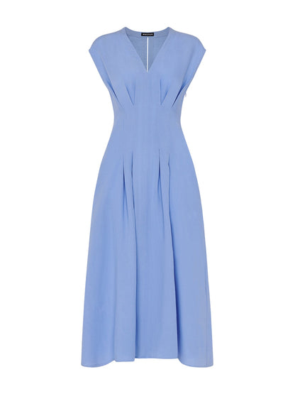 Blue Panel Linen Blend Dress
