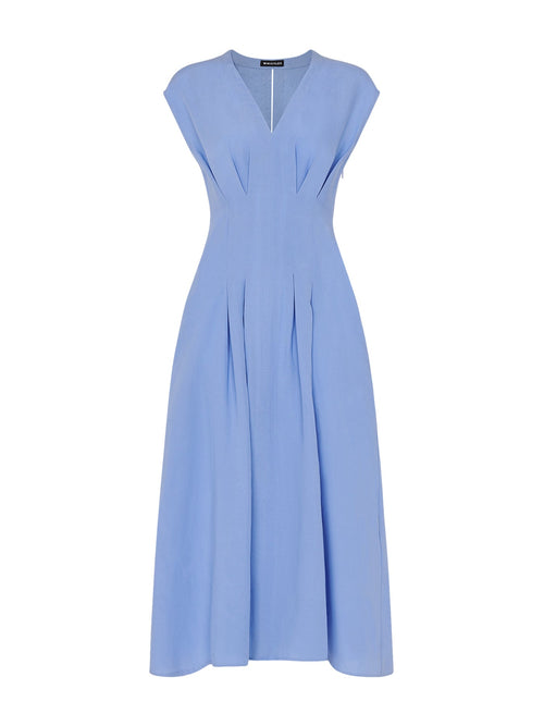 Blue Panel Linen Blend Dress