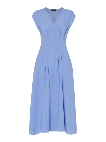Blue Panel Linen Blend Dress