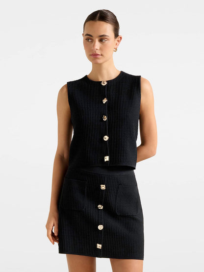 Elyse Knitted Tank Top Black
