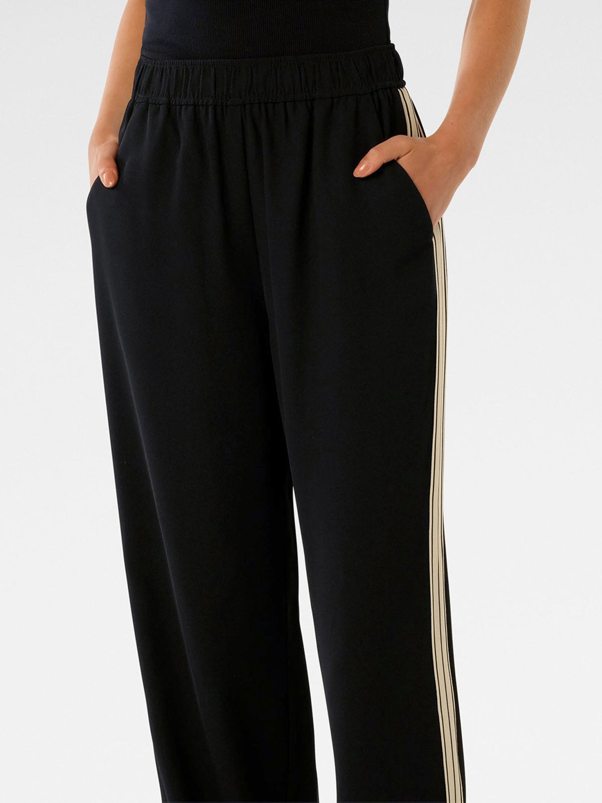 Aleyna Side Stripe Wide Leg Pants Black
