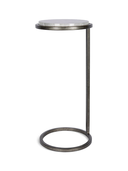 Iota Accent Table Grey Emperador Marble Aged Silver Frame