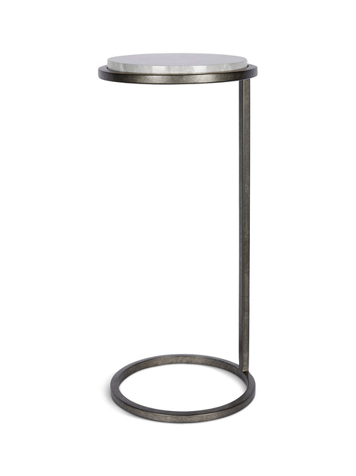 Iota Accent Table Grey Emperador Marble Aged Silver Frame