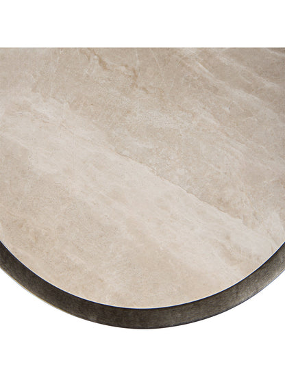 Iota Accent Table Grey Emperador Marble Aged Silver Frame