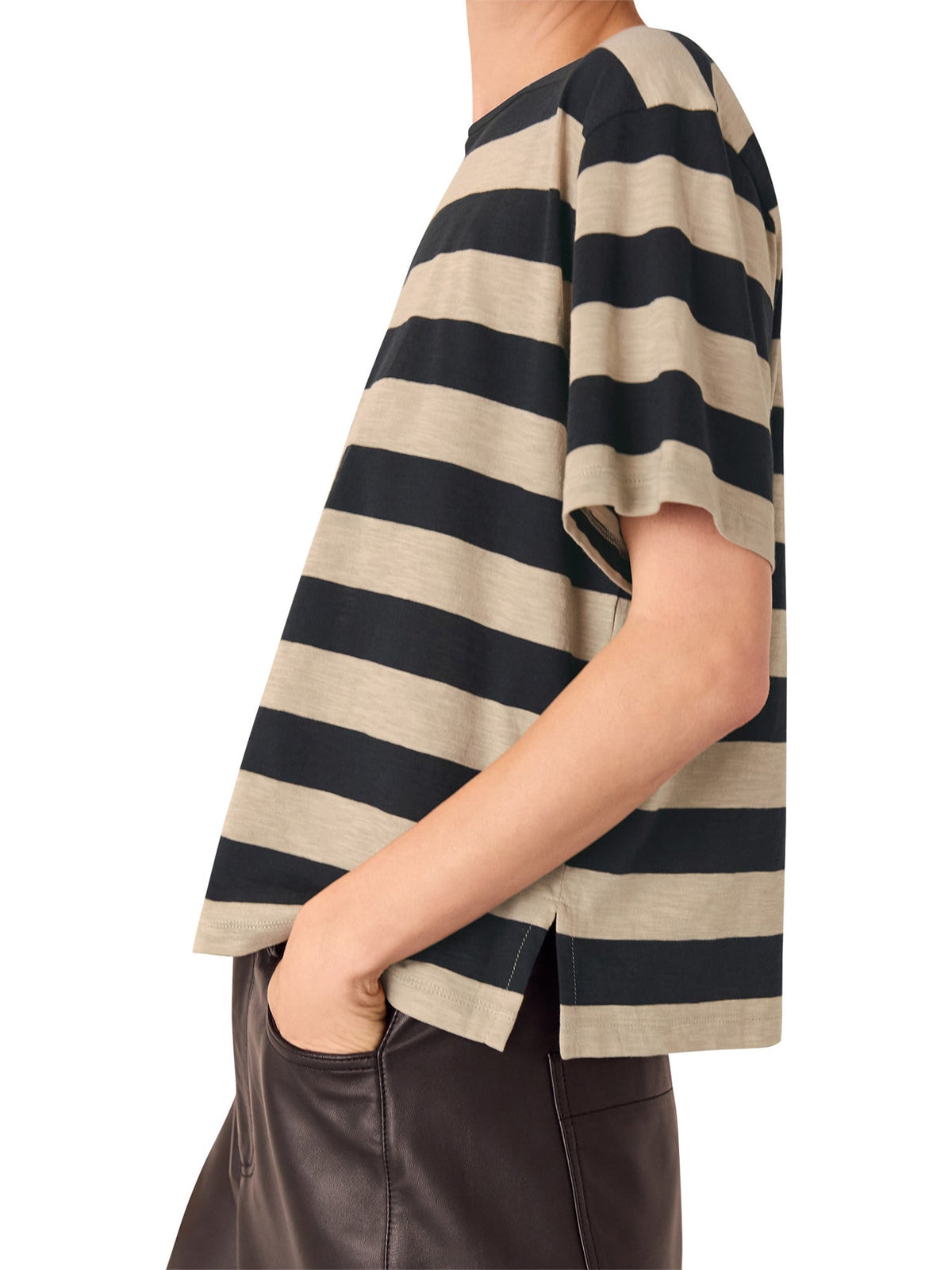 Wide Stripe Tee Black