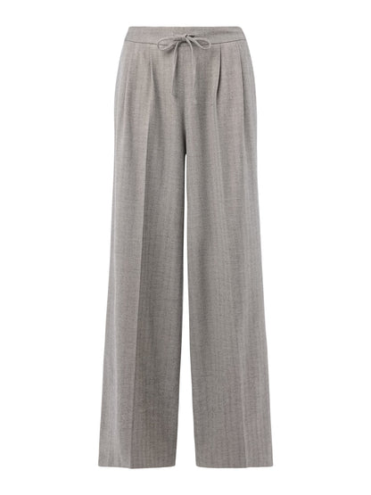 Herringbone Wide Leg Trouser Grey
