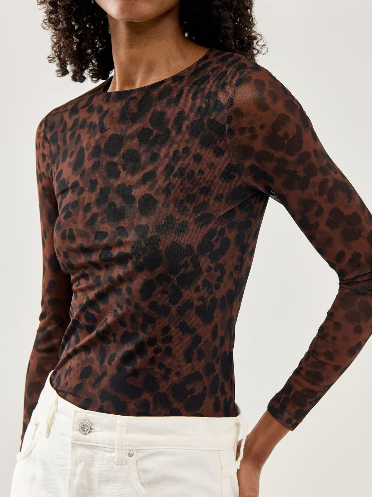 Mesh Spencer Top Brown