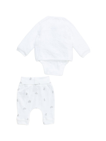 Baby Quilted Jacket Set White