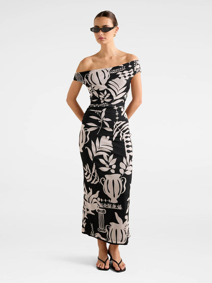 Gisella Tipped Mesh Fit And Flare Midi Dress Multi