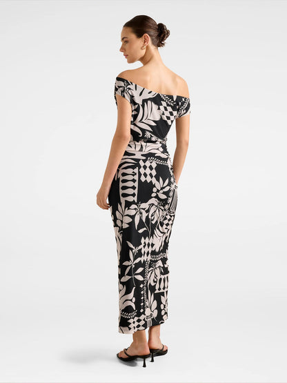 Gisella Tipped Mesh Fit And Flare Midi Dress Multi