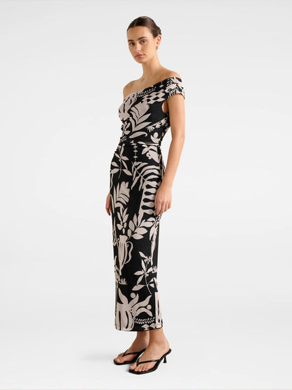 Gisella Tipped Mesh Fit And Flare Midi Dress Multi