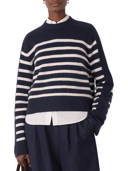 Contrast Stripe Knit Blue