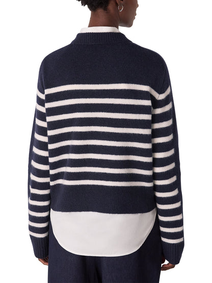 Contrast Stripe Knit Blue