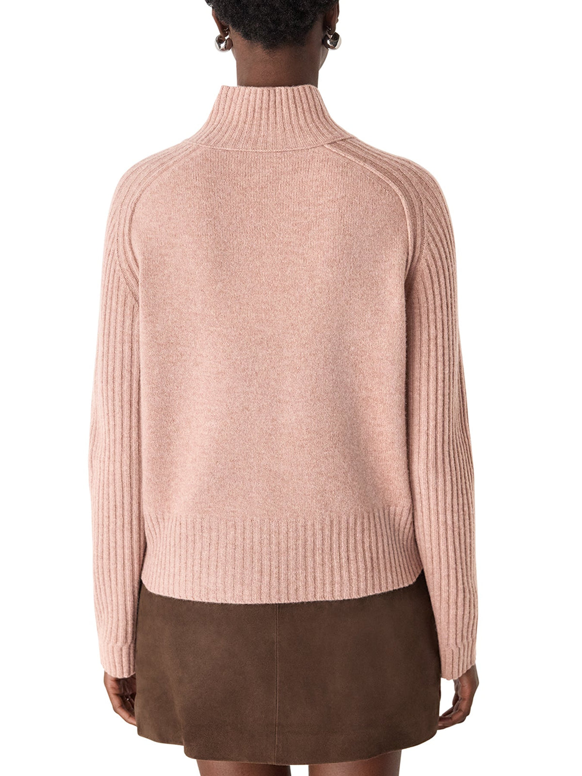 Wool Funnel Neck Knit Pink