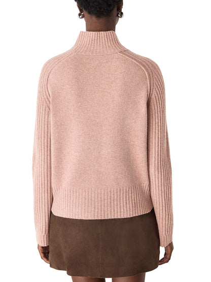 Wool Funnel Neck Knit Pink