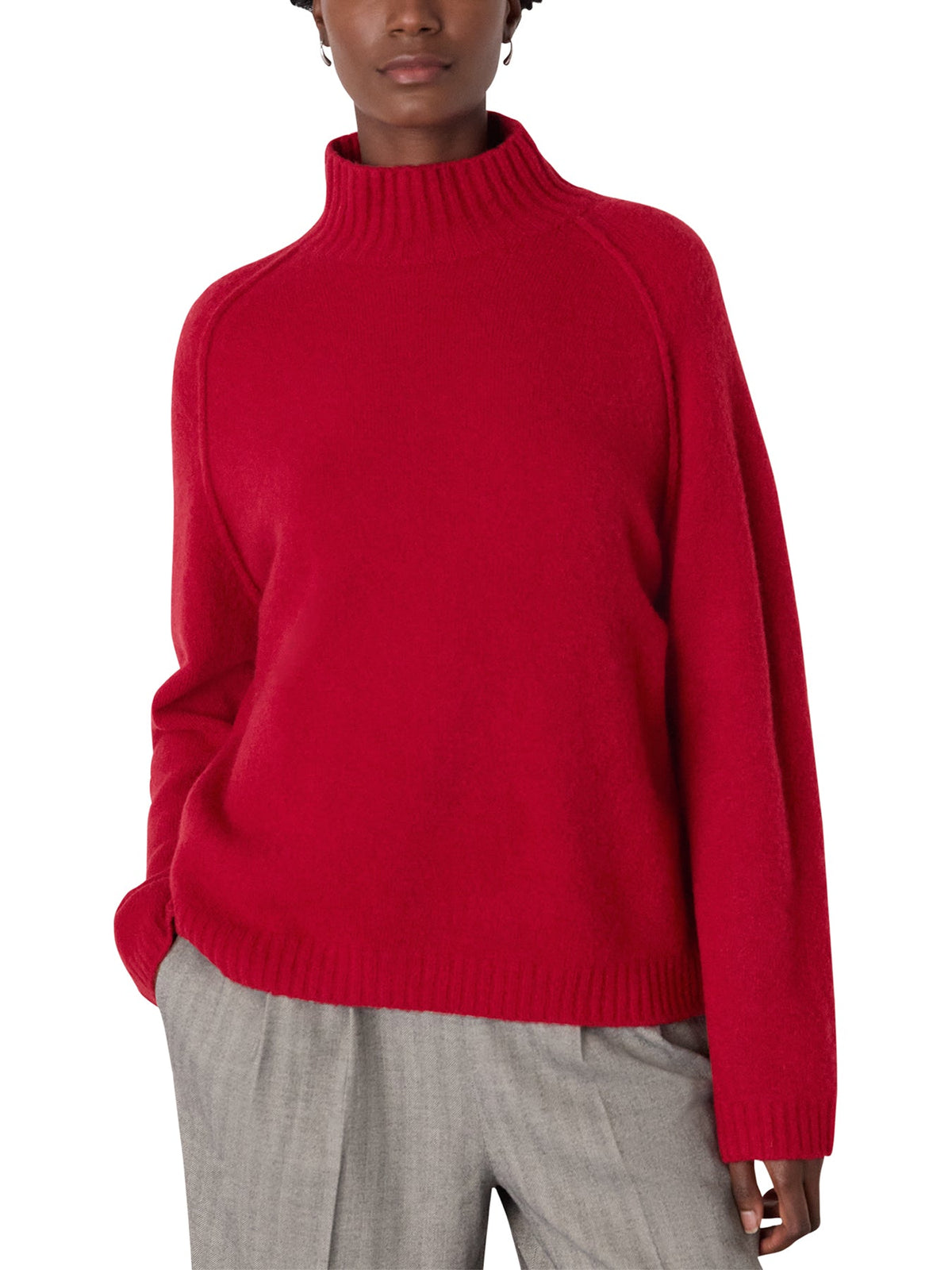 Wool Mix Split Funnel Knit Charcoal