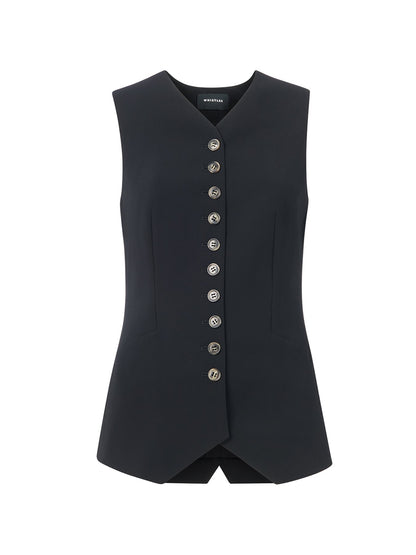 Cora Crepe Waistcoat Black