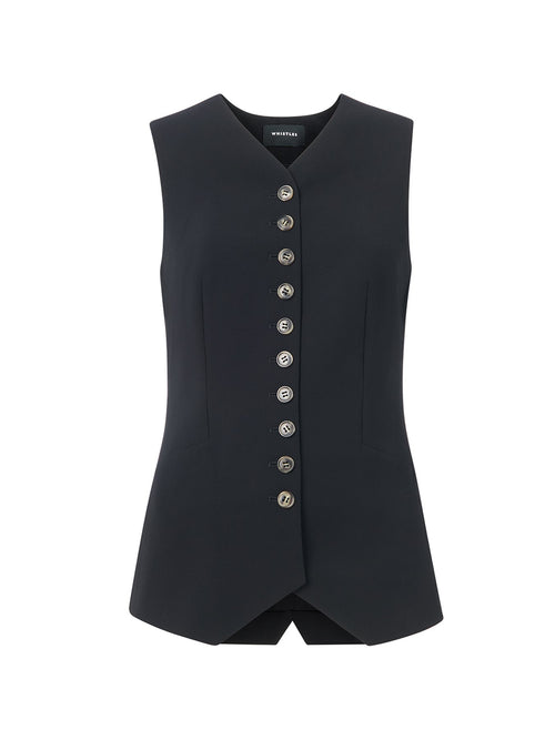 Cora Crepe Waistcoat Black