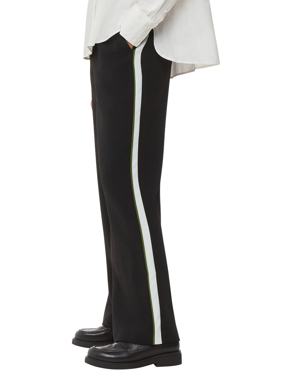 Crepe Side Stripe Trouser Black