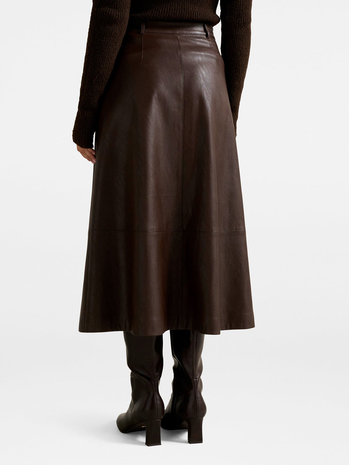 Jaelyn Vegan Leather Midi Skirt Black