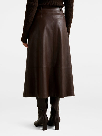 Jaelyn Vegan Leather Midi Skirt Black