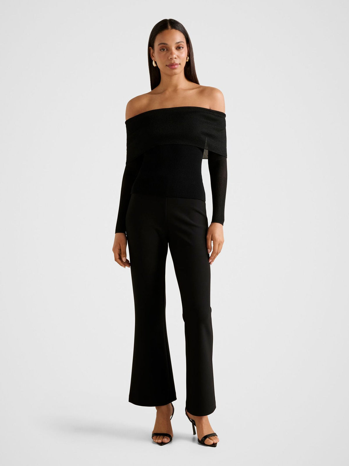 Brynn Bardot Knitted Top Black