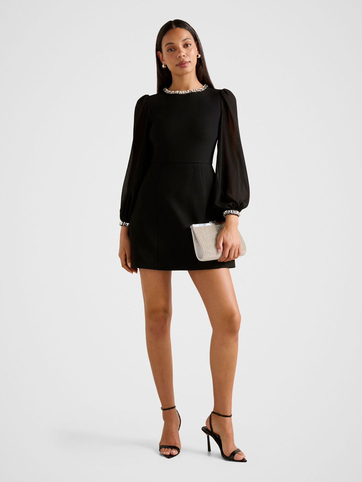 Indiana Embellished Mini Dress Black