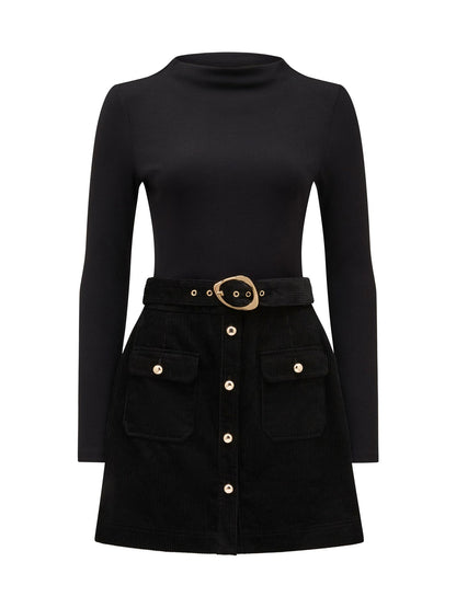 Zahra 2 in 1 Mini Dress Black