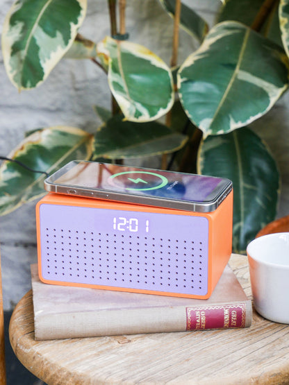 Rise Mix Wireless Charger and Bluetooth Speaker Orange & Pink