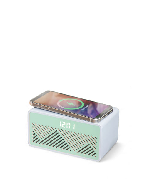 Rise Mix Wireless Charger and Bluetooth Speaker Green & Grey