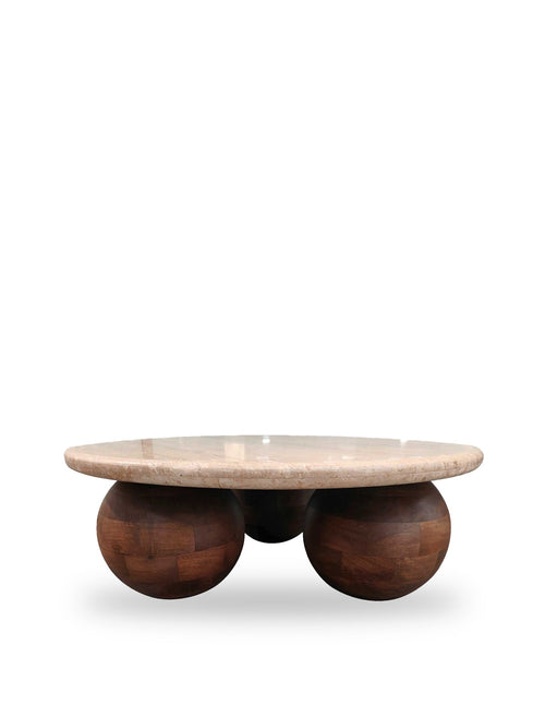 Basso Mango Wood and Travertine Coffee Table