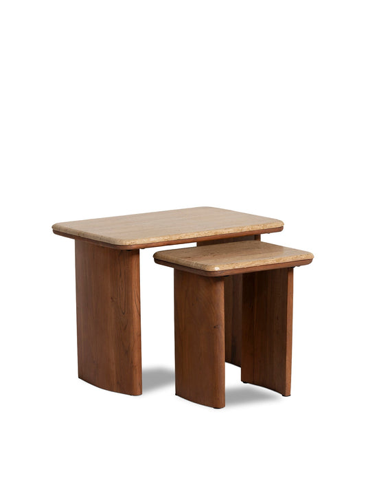 Zerina Light Acacia Wood Coffee Tables Set Brown