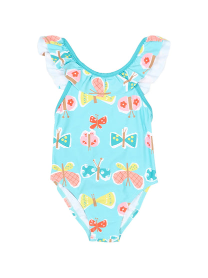 Ruffled Butterfly Print Swimsuit
