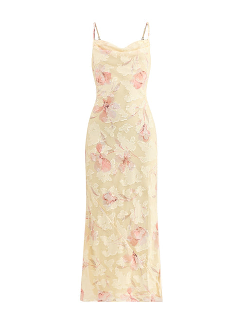 Eden Scarf Jacquard Printed Maxi Dress Yellow