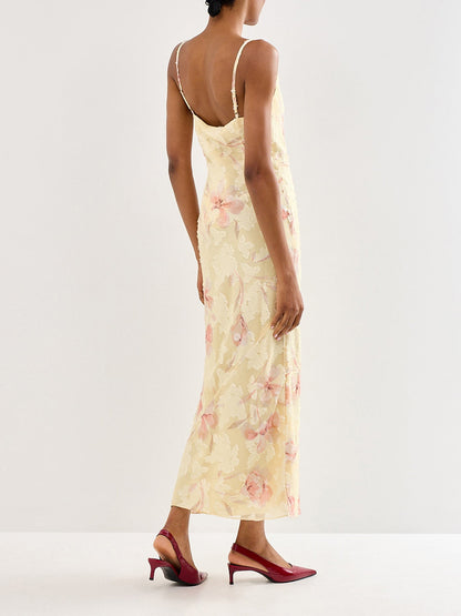 Eden Scarf Jacquard Printed Maxi Dress Yellow
