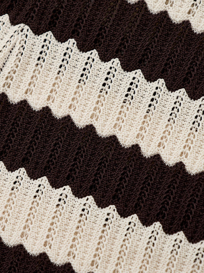 Venezia Stripe Slim Leg Trousers Brown