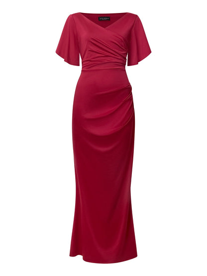 Gathered Maxi Dress Red