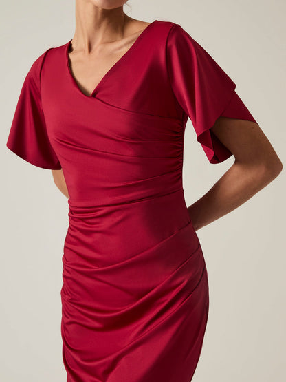 Gathered Maxi Dress Red