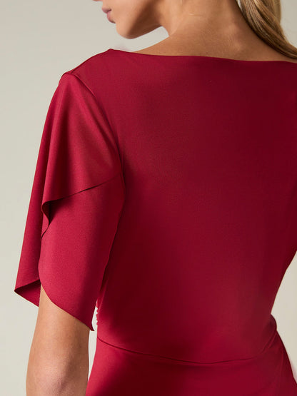 Gathered Maxi Dress Red