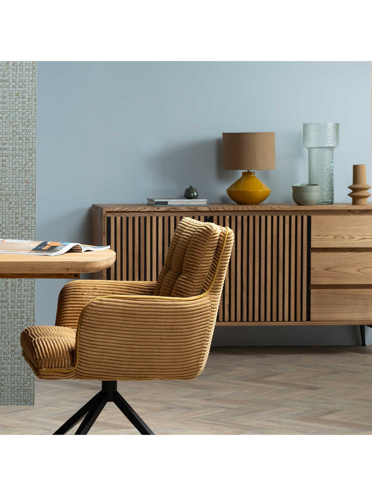 Bergen Solid Ash Wood 3 Drawers 2 Doors Sideboard