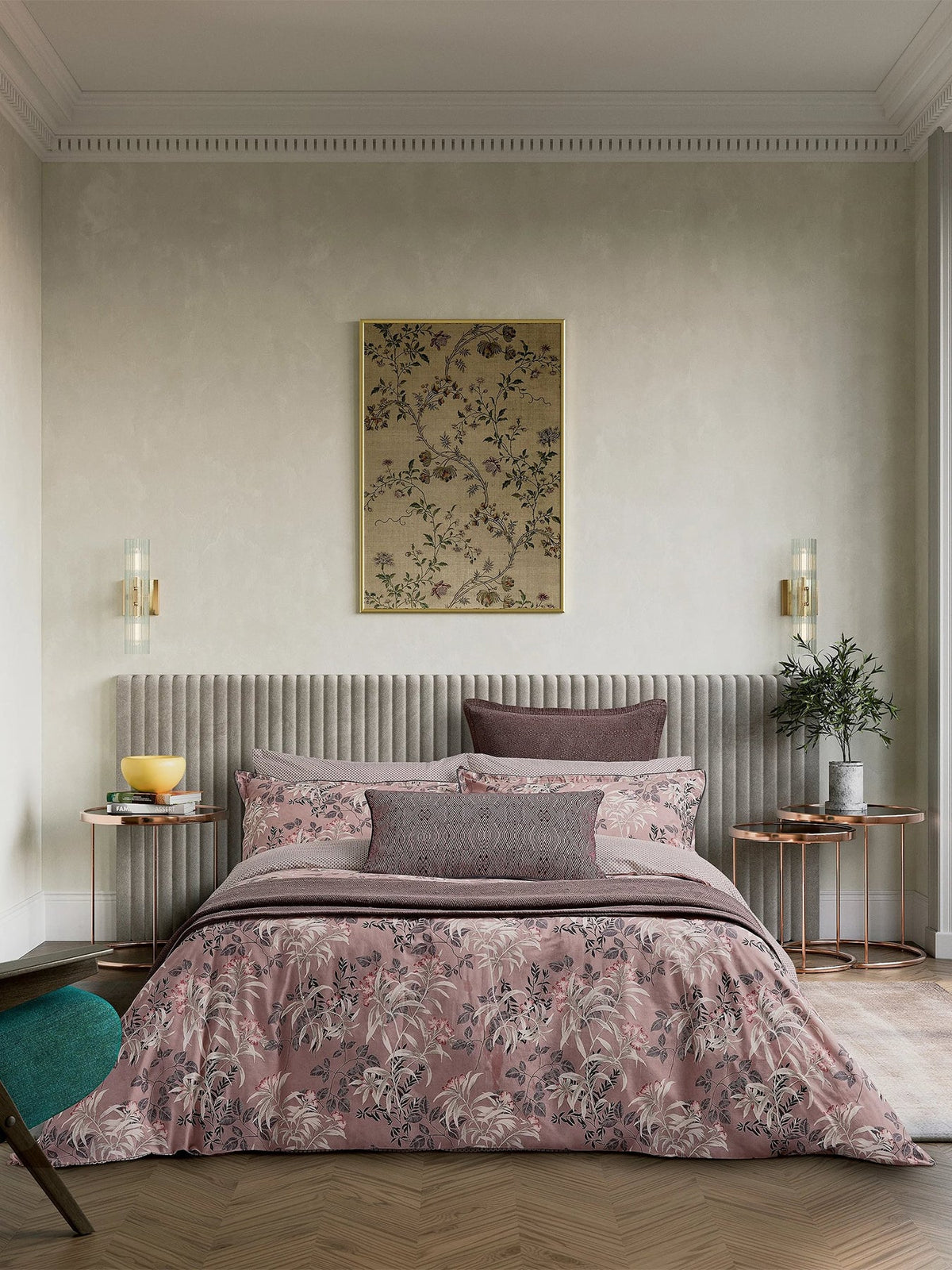Katara Duvet Cover Set Pink & Grey